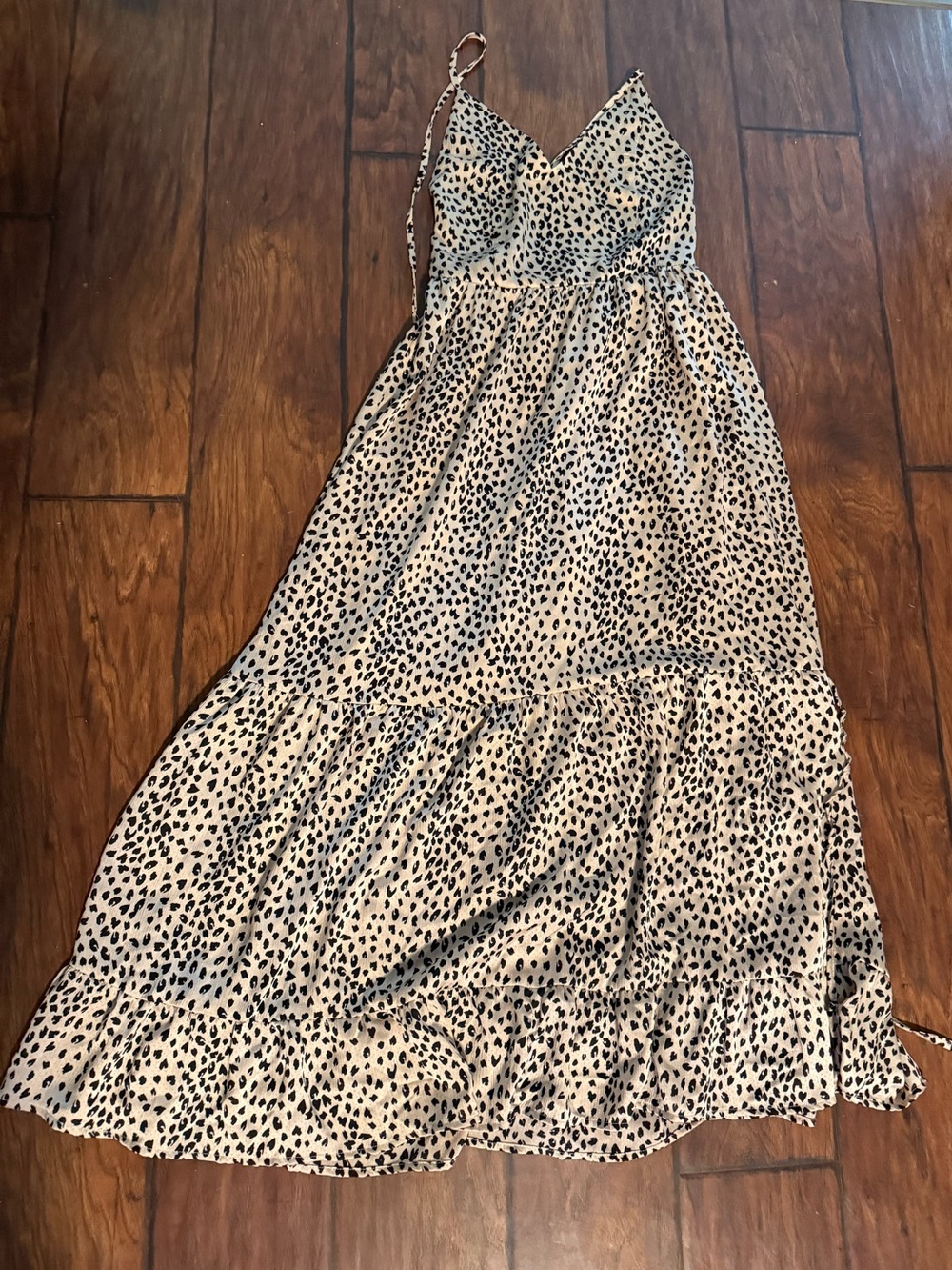 Sleeveless Spotted Maxi Dress - Cream/Black